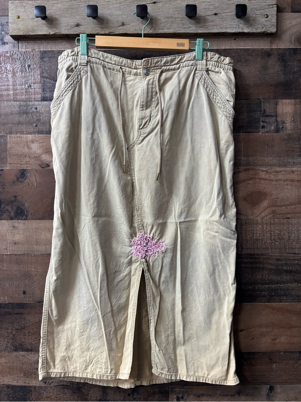 Maurices Neutral Khaki Elastic Waist Skirt